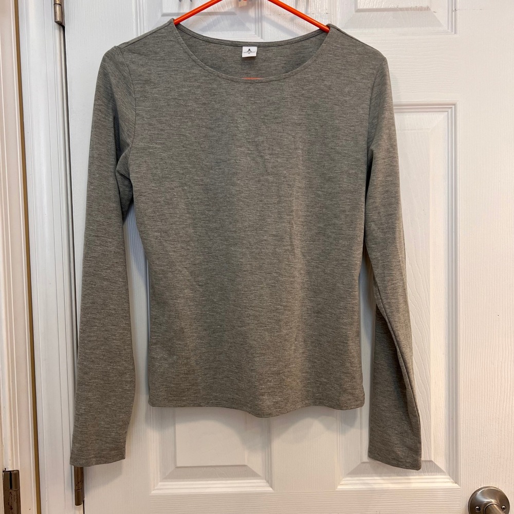 ANRABESS‎ Women's Grey Long Sleeve Crew Neck T-Shirt